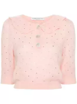 Укороченная футболка с кристаллами Alessandra Rich, розовый