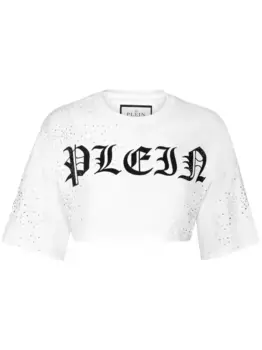 Укороченная футболка с кристаллами Philipp Plein, белый
