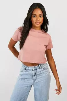 Укороченная футболка с круглым вырезом Boohoo, роза