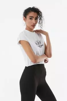 Укороченная футболка с круглым вырезом и принтом скелетов Fullamoda, белый