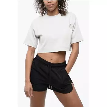 Укороченная футболка с круглым вырезом в рубчик Off-White, Gray