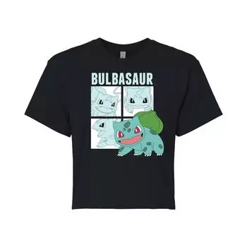 Укороченная футболка с квадратным рисунком Pokmon Bulbasaur для юниоров Licensed Character, черный