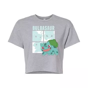 Укороченная футболка с квадратным рисунком Pokmon Bulbasaur для юниоров Licensed Character, серый