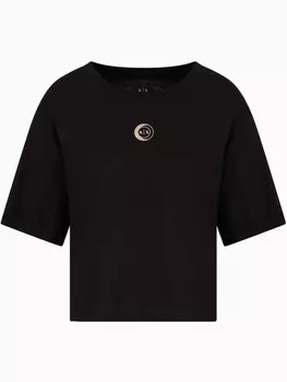 Укороченная футболка с логотипом Armani Exchange, черный