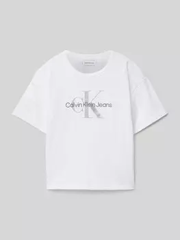 Укороченная футболка с логотипом Calvin Klein Jeans, белый