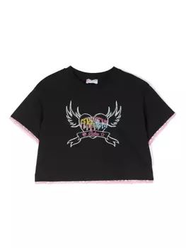Укороченная футболка с логотипом Chiara Ferragni Kids, черный
