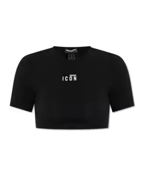 Укороченная футболка с логотипом Dsquared2, черный