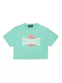 Укороченная футболка с логотипом Dsquared2 Kids, зеленый