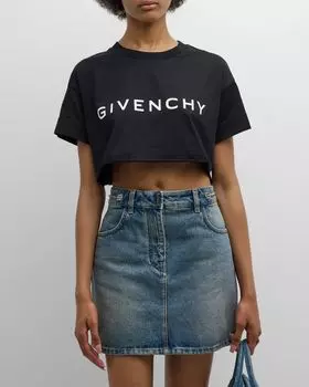 Укороченная футболка с логотипом и короткими рукавами Givenchy, цвет Black