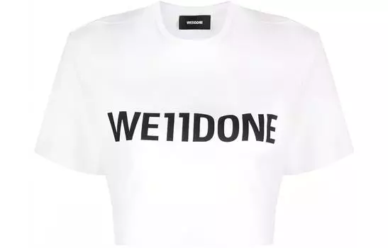Укороченная футболка с логотипом из джерси WE11DONE, белый