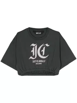 Укороченная футболка с логотипом Just Cavalli, серый