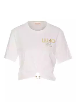 Укороченная футболка с логотипом LIU JO, белый