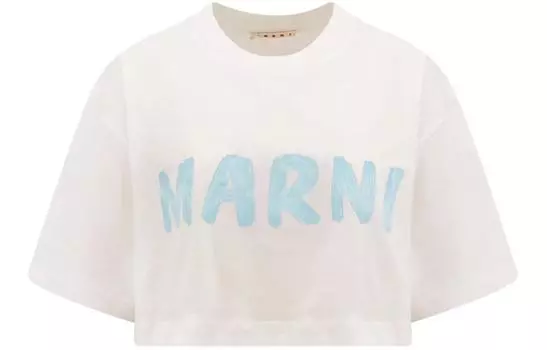 Укороченная футболка с логотипом MARNI, белый