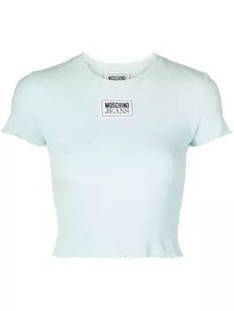 Укороченная футболка с логотипом MOSCHINO JEANS, синий