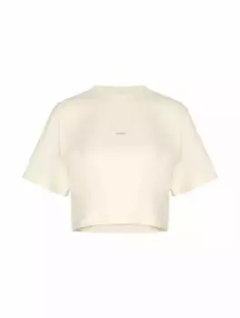 Укороченная футболка с логотипом Off-White, бежевый