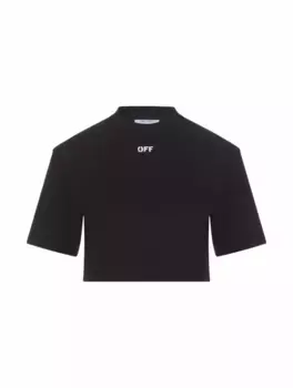 Укороченная футболка с логотипом Off-White, черный