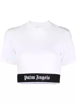 Укороченная футболка с логотипом PALM ANGELS, белый