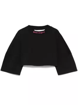 Укороченная футболка с логотипом Palm Angels, черный