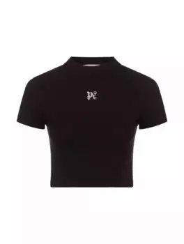 Укороченная футболка с логотипом Palm Angels, черный