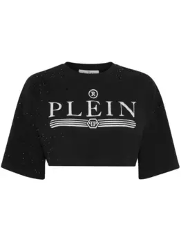 Укороченная футболка с логотипом Philipp Plein, черный