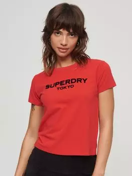 Укороченная футболка с логотипом Sport Luxe Superdry, закат красный