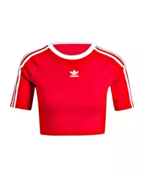 Укороченная футболка с логотипом в виде трилистника М Adidas Originals, красный