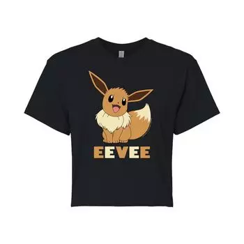 Укороченная футболка с милым рисунком Pokmon "Eevee" для юниоров Licensed Character, черный