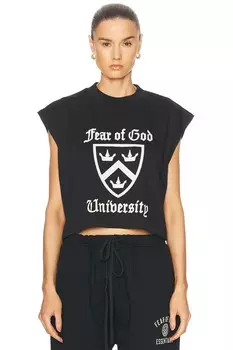 Укороченная футболка с мышцами Fear of God ESSENTIALS, черный