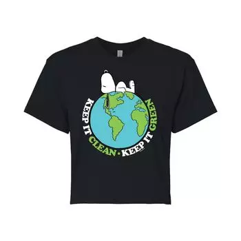 Укороченная футболка с надписью «Keep It Clean Keep It Green» для юниоров Peanuts Licensed Character