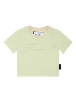 Укороченная футболка с надписью Philipp Plein Signature, зеленый