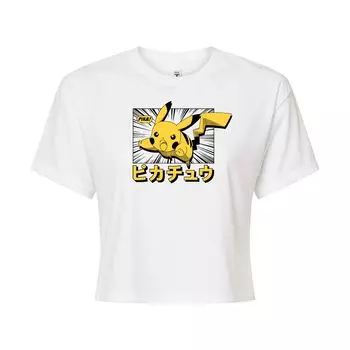 Укороченная футболка с надписью Pokmon Pikachu и кандзи для юниоров Licensed Character