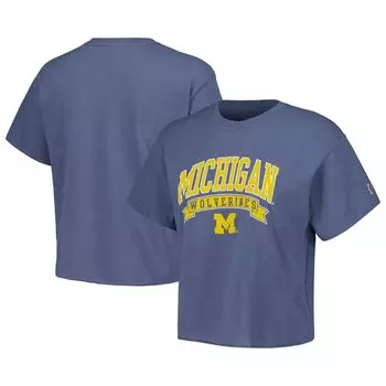 Укороченная футболка с надписью Women's League Collegiate Wear Navy Michigan Wolverines Banner Clothesline