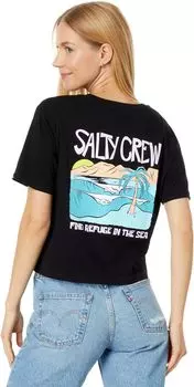 Укороченная футболка с открыткой Salty Crew, черный