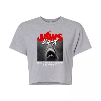 Укороченная футболка с плакатом Juniors' Jaws Kanji Licensed Character, серый