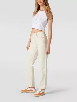 Укороченная футболка с принтом этикетки Review, белый