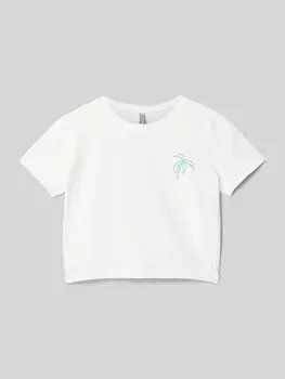 Укороченная футболка с принтом Blue Effect, белый