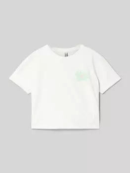 Укороченная футболка с принтом Blue Effect, белый