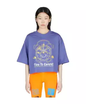 Укороченная футболка с принтом часов The North Face, фиолетовый