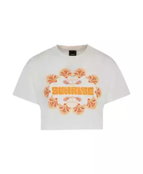 Укороченная футболка с принтом F**K, белый