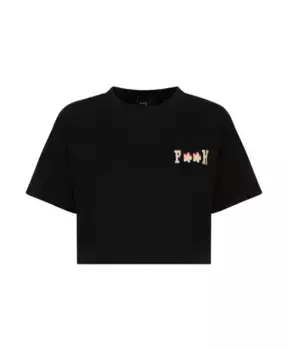 Укороченная футболка с принтом F**K, черный