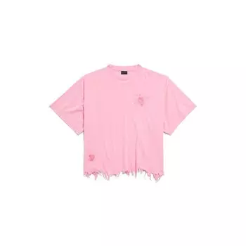 Укороченная футболка с принтом лака для ногтей Balenciaga, розовый