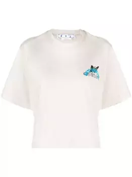 Укороченная футболка с принтом OFF-WHITE, серый
