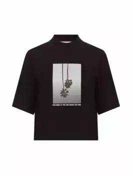 Укороченная футболка с принтом Palm Angels, черный