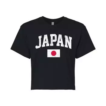 Укороченная футболка с принтом японского флага для юниоров Unbranded, черный