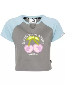 Укороченная футболка с принтом вишни AAPE BY *A BATHING APE, серый