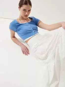 Укороченная футболка с пуговицами и внутренней жилеткой B.Angel, цвет white/blue