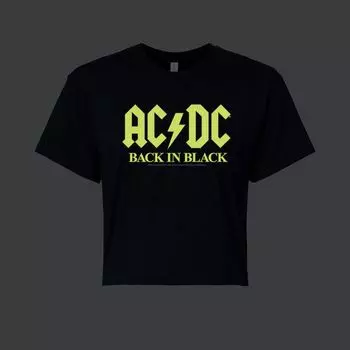 Укороченная футболка с рисунком AC/DC для юниоров, светящаяся в темноте "Back In Black" Licensed Character