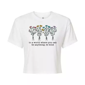 Укороченная футболка с рисунком Be Kind Flowers для подростков Licensed Character