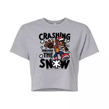 Укороченная футболка с рисунком Crash Bandicoot для юниоров Crash Through The Snow Licensed Character