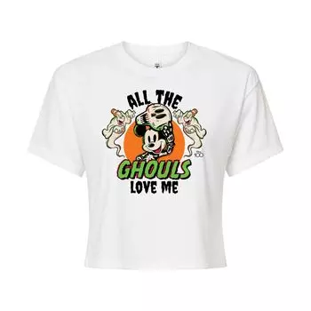 Укороченная футболка с рисунком Disney 100 Juniors All The Ghouls Love Me Licensed Character, белый